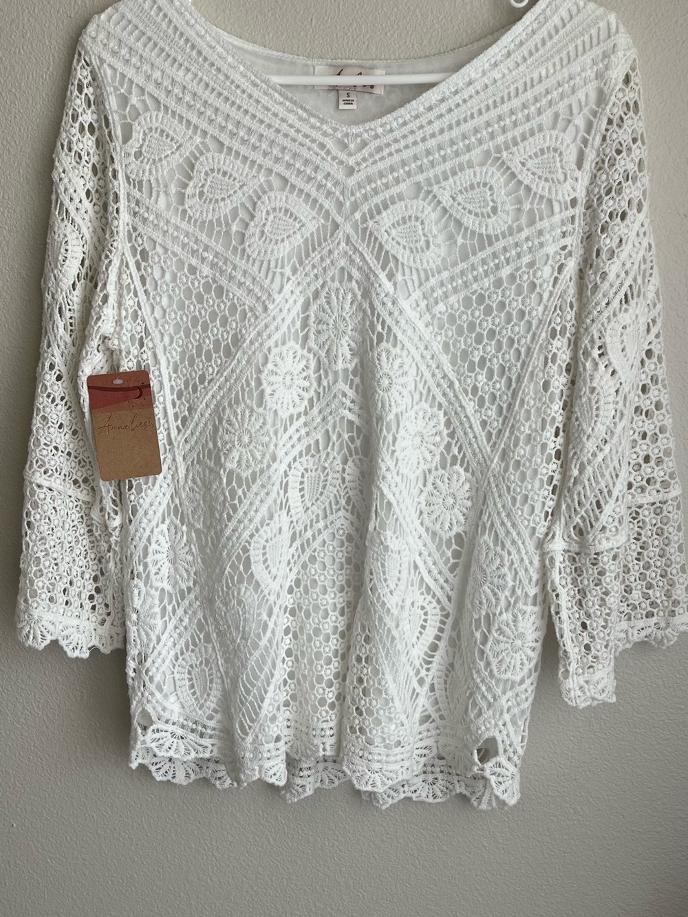 Women's White Crochet Lace Tunic Top